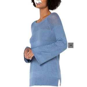 Liverpool Texture Blocked Raglan Knit Sweater Women’s Blue Size Small